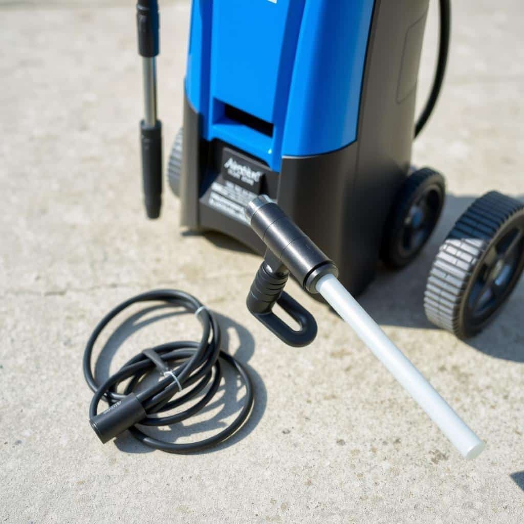 Electric pressure washer with cord and spray wand